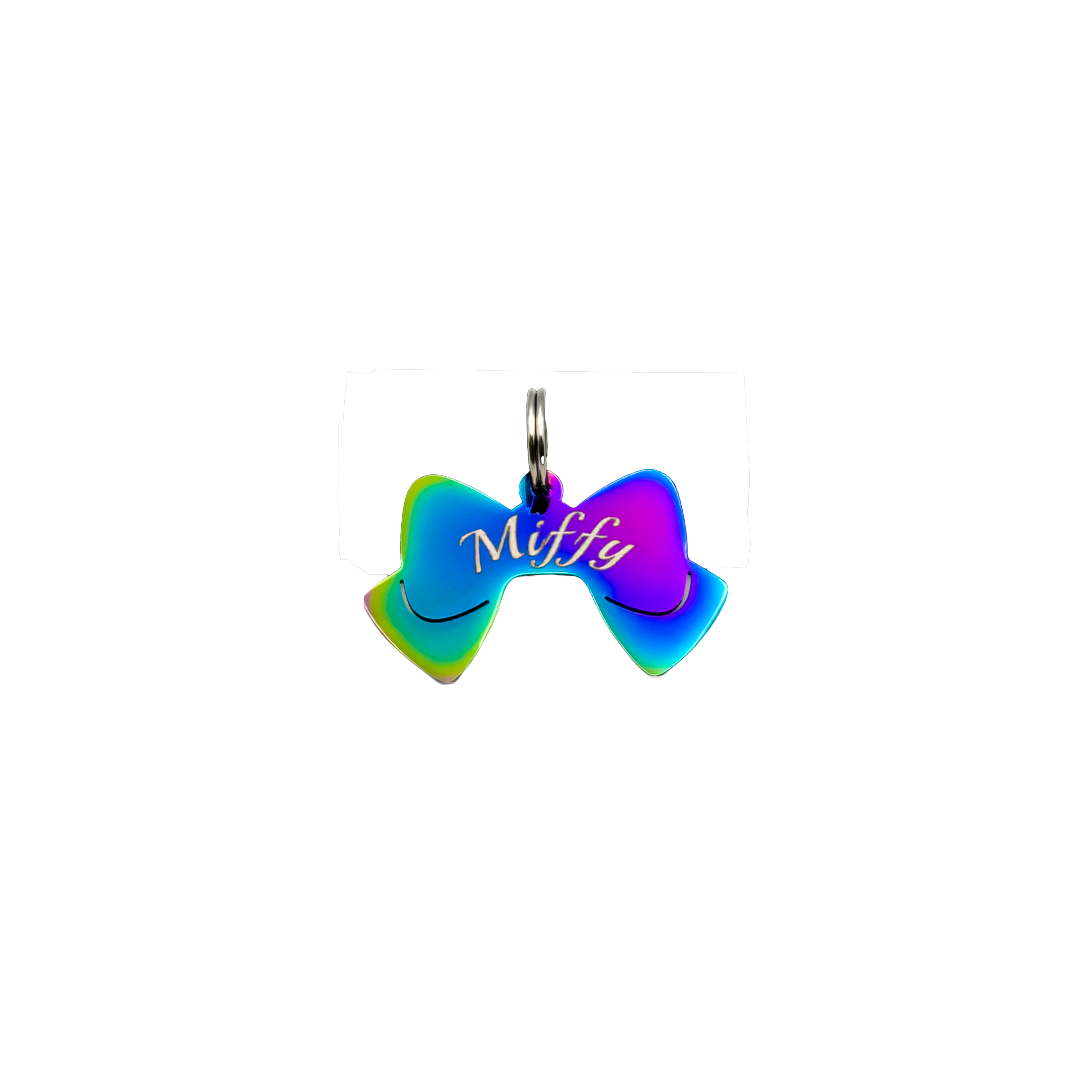 Personalised Bow Dog / Cat Tag – Engraved Pet Name Tag