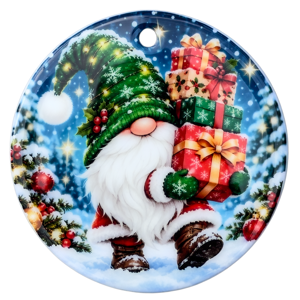 Christmas Gonk Ceramic Tree Decorations – 4 Festive Designs | 72mm Glossy Ornaments