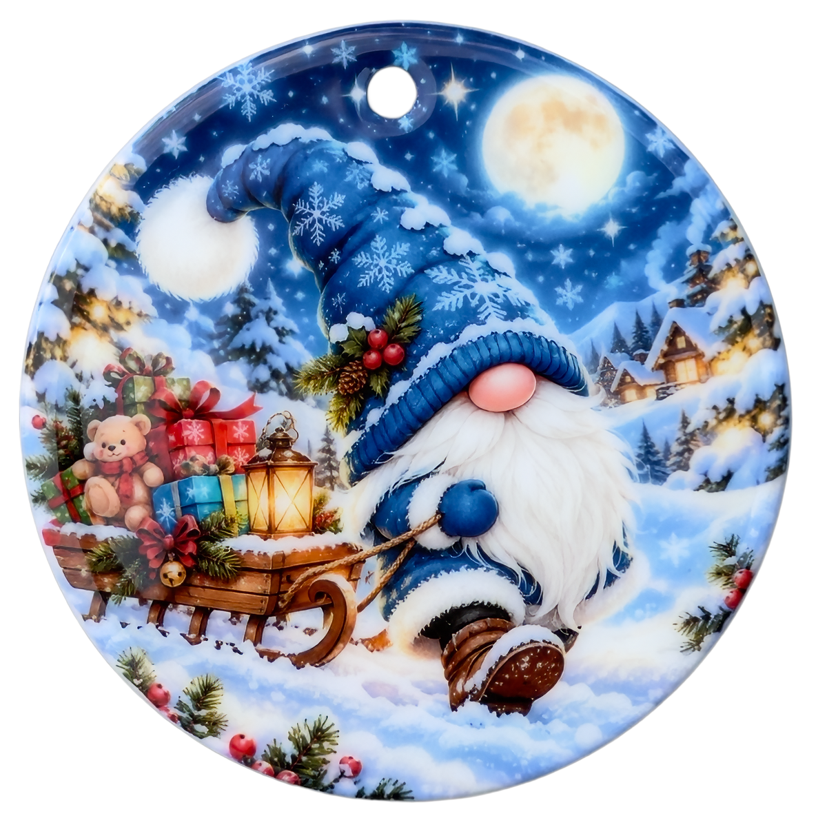 Christmas Gonk Ceramic Tree Decorations – 4 Festive Designs | 72mm Glossy Ornaments