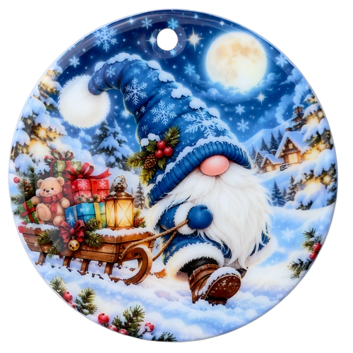 Christmas Gonk Ceramic Tree Decorations – 4 Festive Designs | 72mm Glossy Ornaments