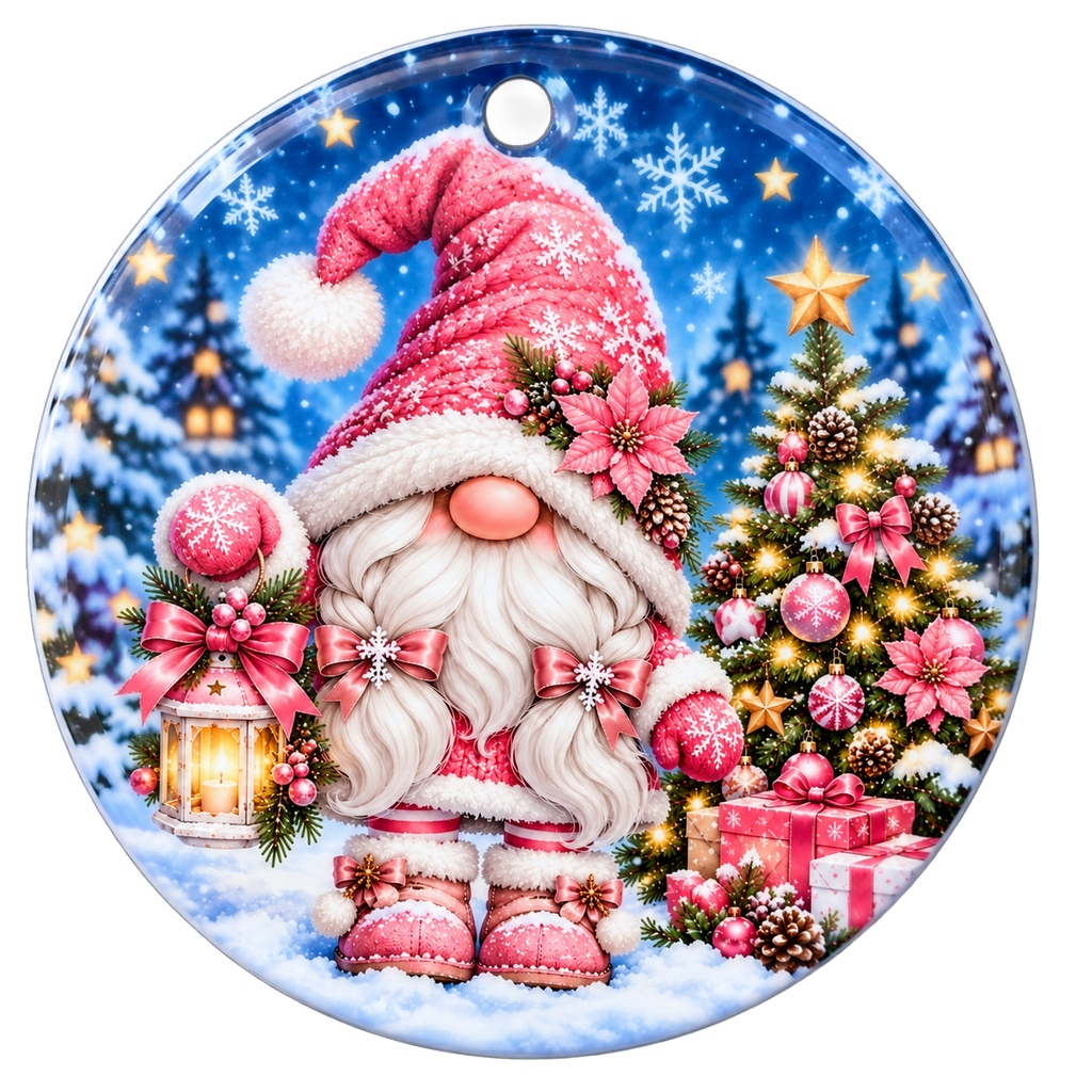 Christmas Gonk Ceramic Tree Decorations – 4 Festive Designs | 72mm Glossy Ornaments
