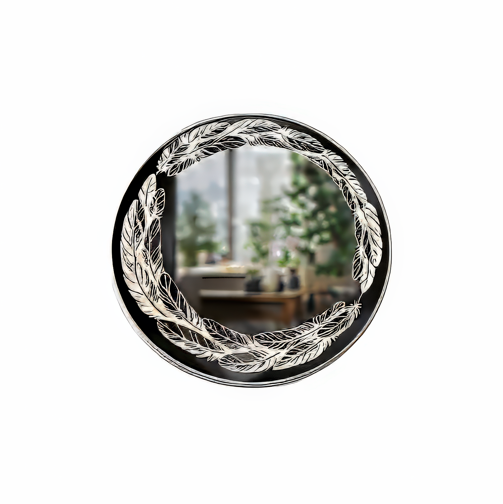 Personalised Engraved Feather Mirror – Decorative Round Wall Mirror Gift