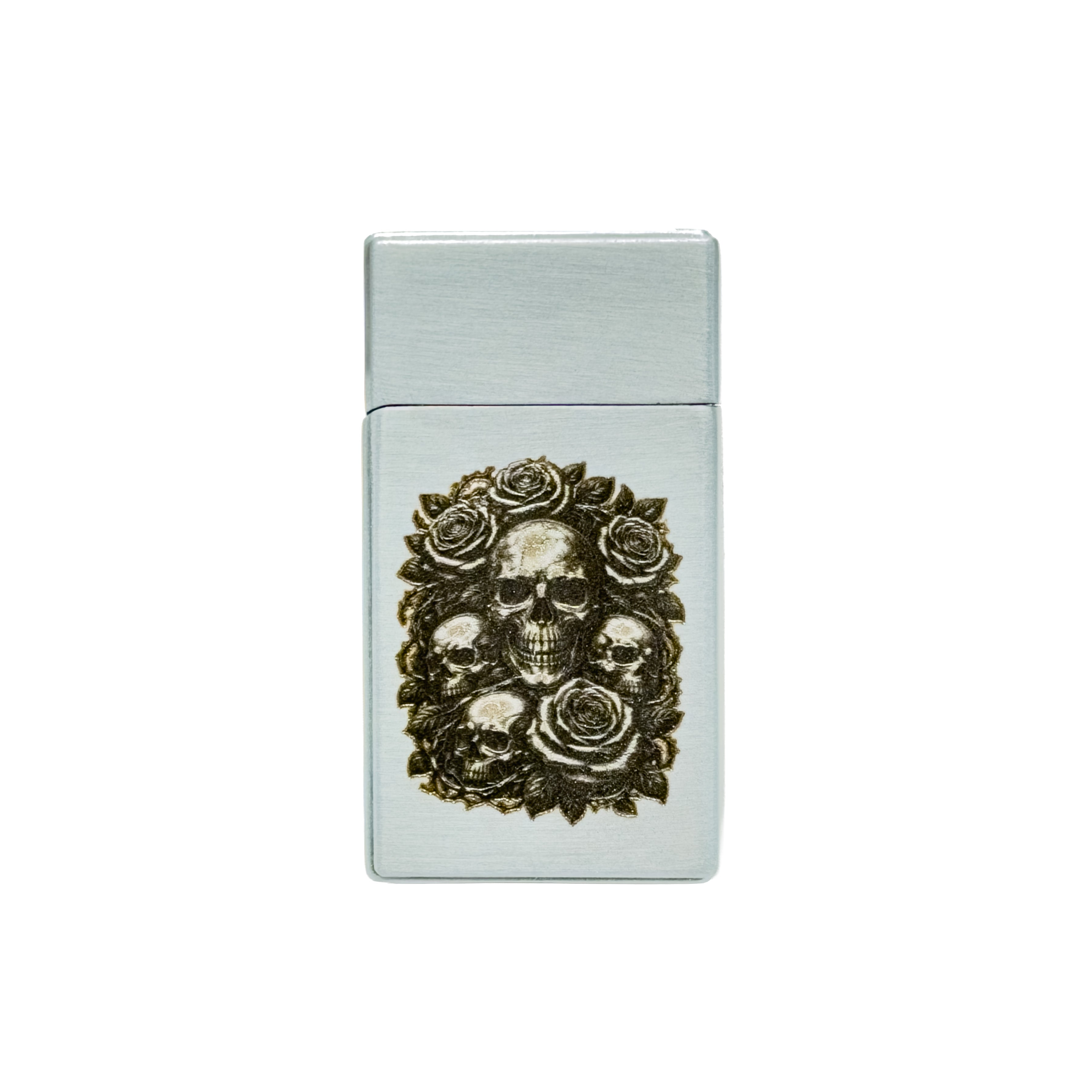 Engraved Metal Flip Lighter – Skull Design
