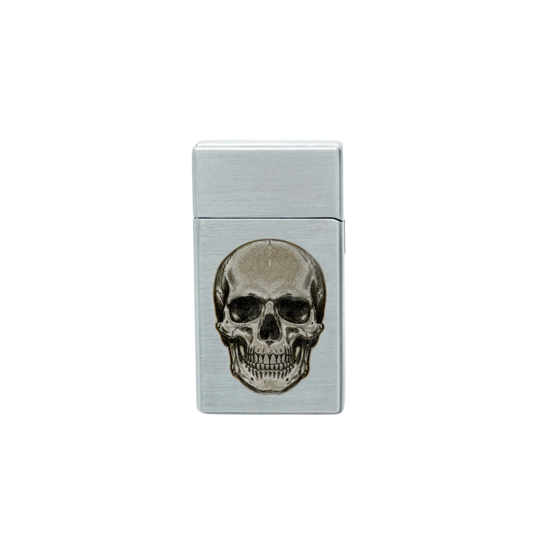 Engraved Metal Flip Lighter – Skull Design
