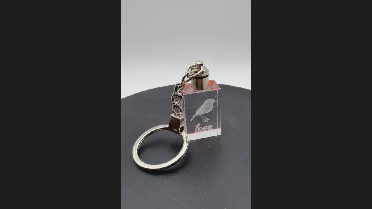 Personalised Internal Engraved Crystal LED Keyring