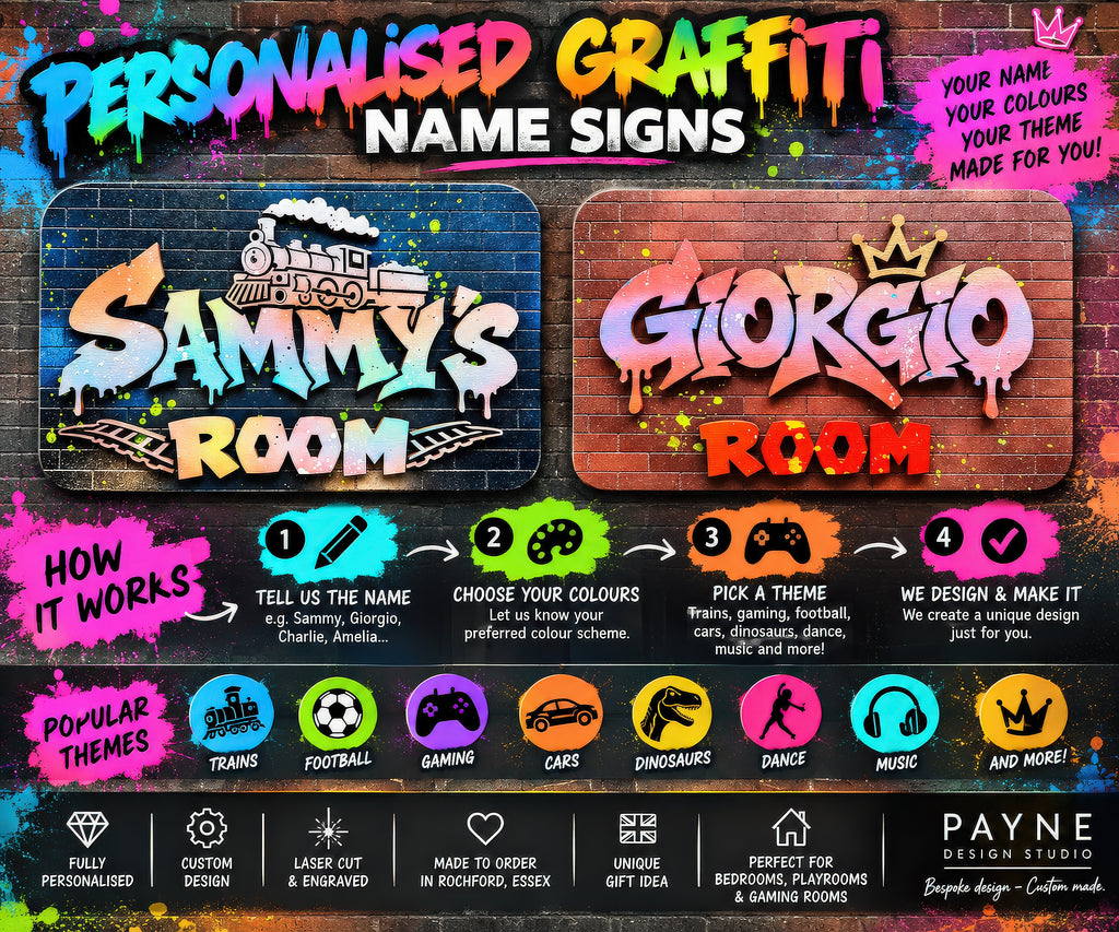 Personalised Graffiti Name Sign – Custom Bedroom & Door Sign