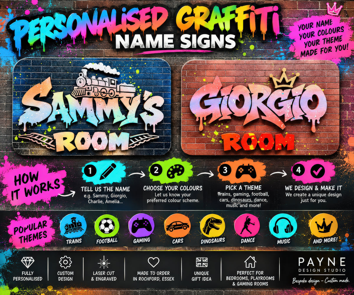 Personalised Graffiti Name Sign – Custom Bedroom & Door Sign