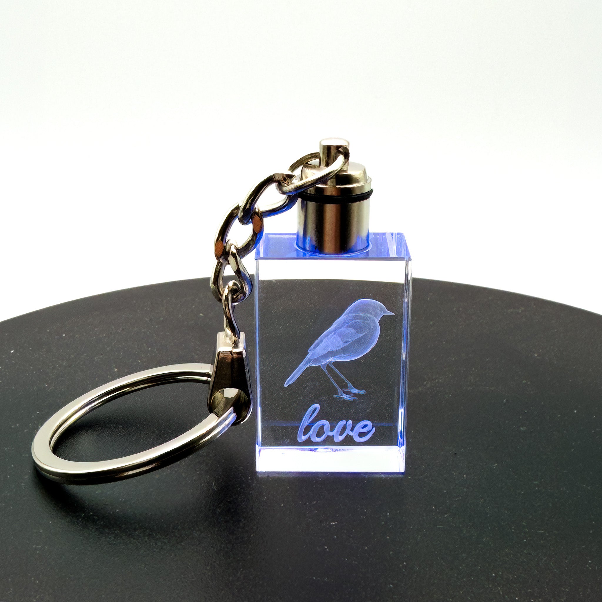 Personalised Internal Engraved Crystal LED Keyring