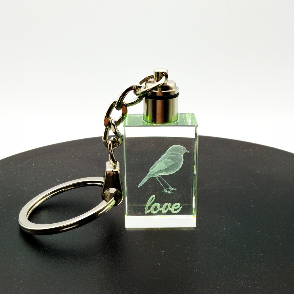 Personalised Internal Engraved Crystal LED Keyring