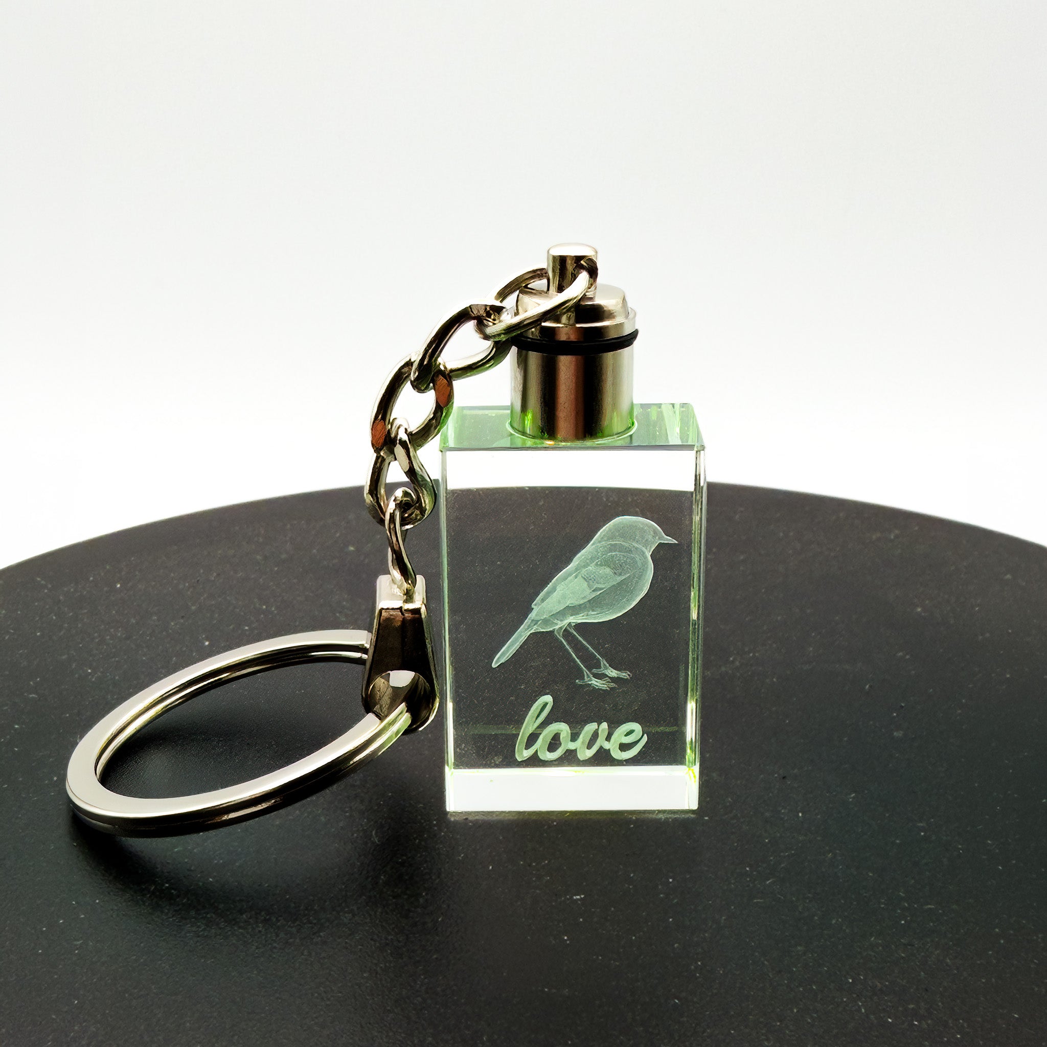Personalised Internal Engraved Crystal LED Keyring