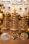 Laser-Cut Wooden Decorative Trees | Natural Plywood | Christmas & Home Décor
